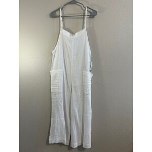 NWT Beach Resort Rip Curl Jumpsuit White Crinkle Cotton Gauze Wide Leg XS